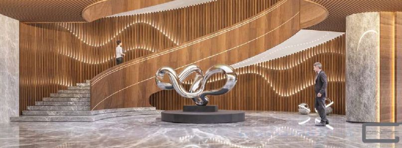 Atrium stair and sculpture